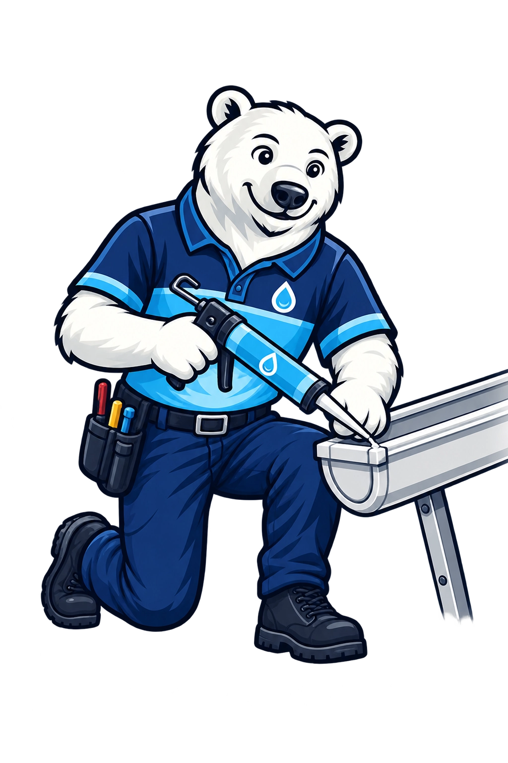 Ideal Pro polar bear holding gutter repair tools